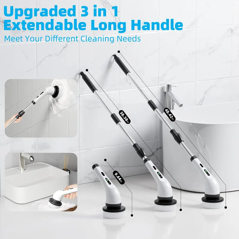 "Revolutionize Your Cleaning with the Homedec 9-in-1 Electric Spin Scrubber - Cordless, Adjustable, Dual Speed Power Brush for Effortless Bathroom Cleaning!"