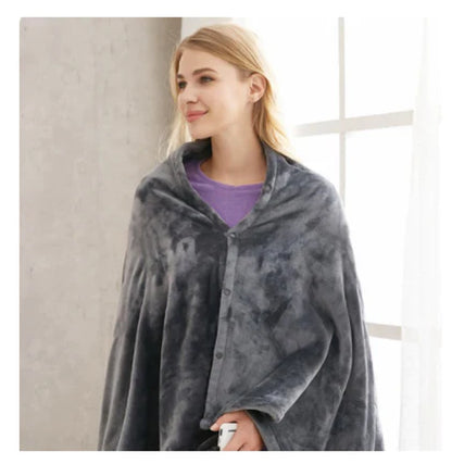 "Cozy Up This Winter: USB Heated Flannel Blanket - Your Ultimate Cold Protection Shawl!"